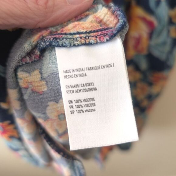 American Eagle Braided Floral Mini Dress Swing Pockets Size Large - Picture 8 of 9